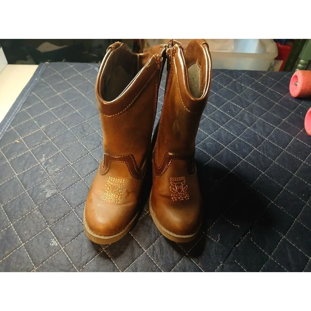 Brown Western Pull On Boots Toy Story Woody Embroidered Unisex Kids Size 8